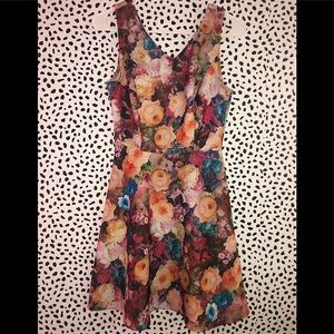 Vibrant Floral Print Skater Dress